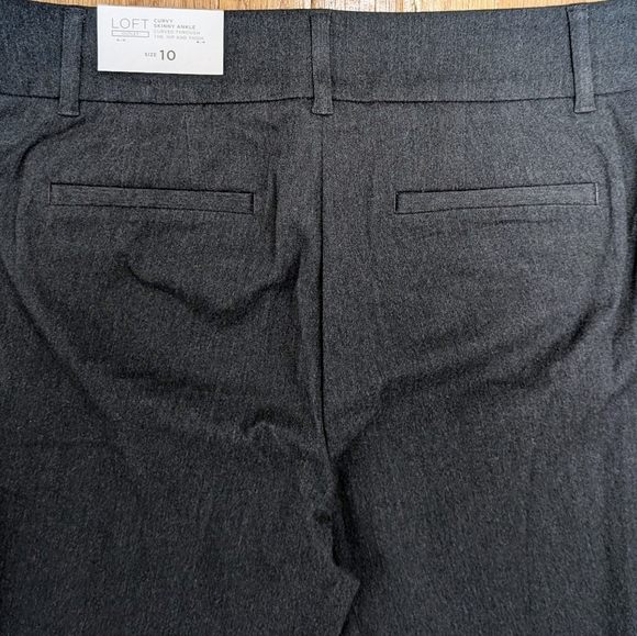 LOFT Curvy Skinny Cropped Ankle Pants, Gray, Size 10 - Picture 5 of 6